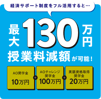 経済サポート制度をフル活用すると…最大130万円授業料減額が可能!
